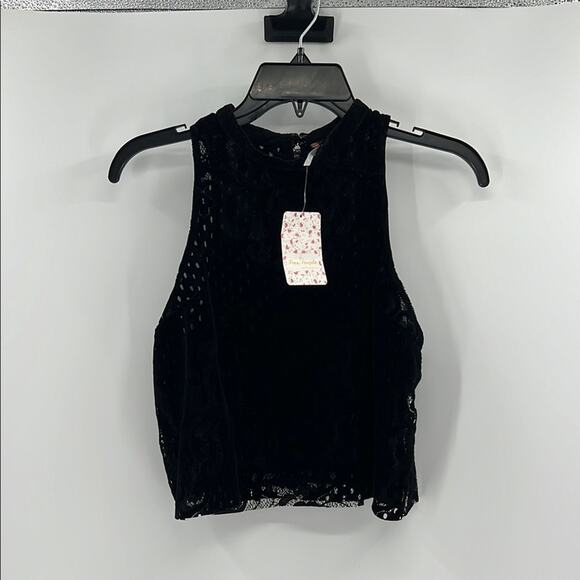 Free People Women's Walk this Way Velvet Cropped Top - Black - XS - NWT - Picture 1 of 6